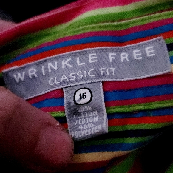 Foxcroft Multicolored Striped Button Down Collared Shirt Women's Plus Size 16 - Picture 11 of 12